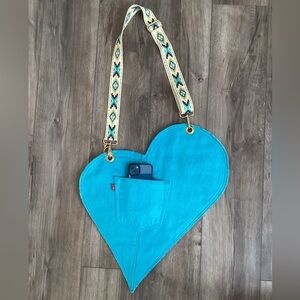 Beautiful Turquoise Blue Handmade Boho Denim Crossbody Bag